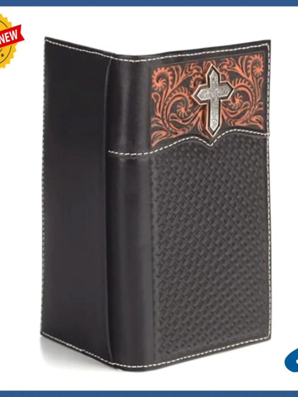 Genuine Leather Bi-Fold Wallet with Checkbook Holder and ID Pocket